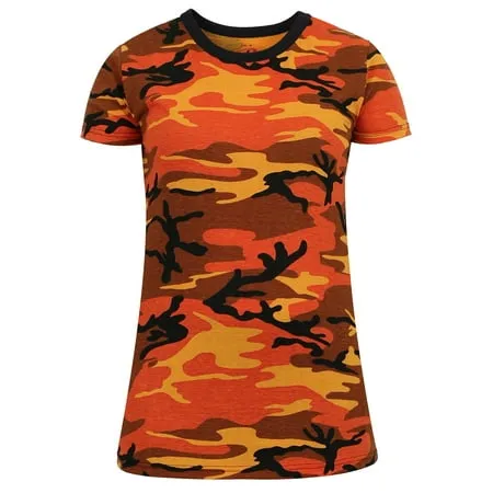 Rothco Womens Long Length Camo T-Shirt Savage Orange Camo