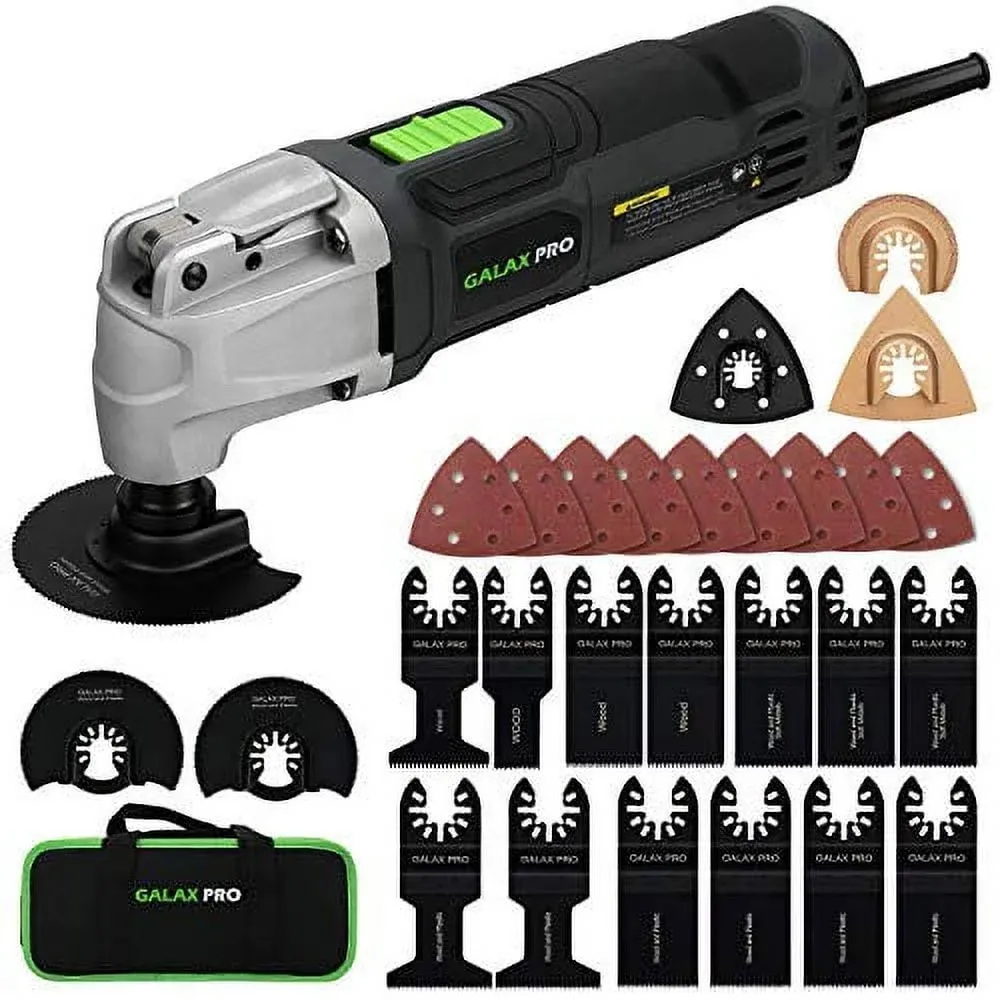 GALAX PRO 2.4Amp 6 Variable Speed Oscillating Multi-Tool Kit with Quick-Lock accessory change, Oscillating Angle:3°, 28pcs Accessories and Carry Bag