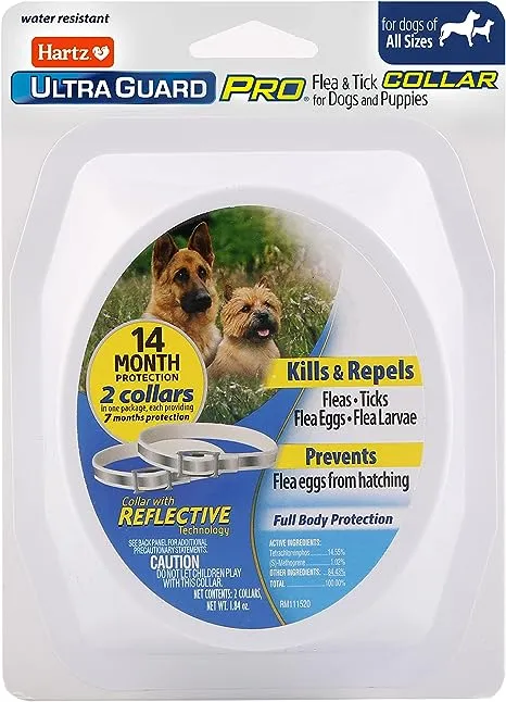 Hartz UltraGuard Pro Reflective Flea & Tick Collar for Dogs and Puppies, 7 Month Flea and Tick Prevention Per Collar, 2 Count