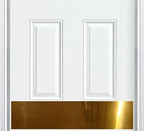 Deck The Door Decor | Door Kick Plate - Anodized Aluminum - Shiny Brass Finish - Magnetic Mount for Steel Doors - 8 inchx34 inch, Size: 8 x 34, Gold