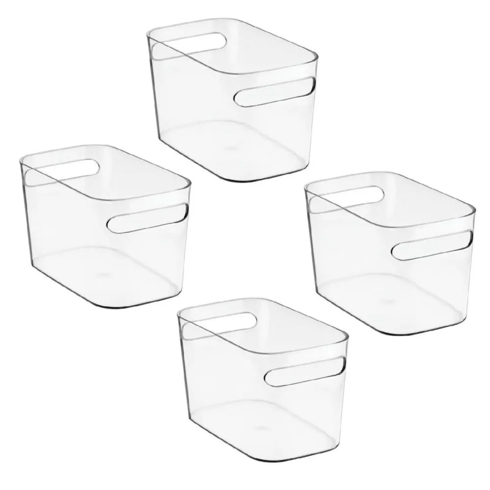 mDesign Deep Plastic Bathroom Storage Bin with Handles, 10 Long, 4 Pack - Clear