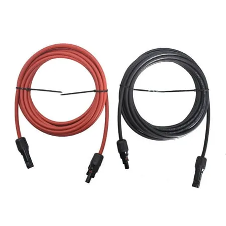 RICH SOLAR 10 Gauge 10AWG One Pair 15 Feet Red + 15 Feet Black Solar Panel Extension Cable Wire with Female and Male Connectors (15FT 10AWG)