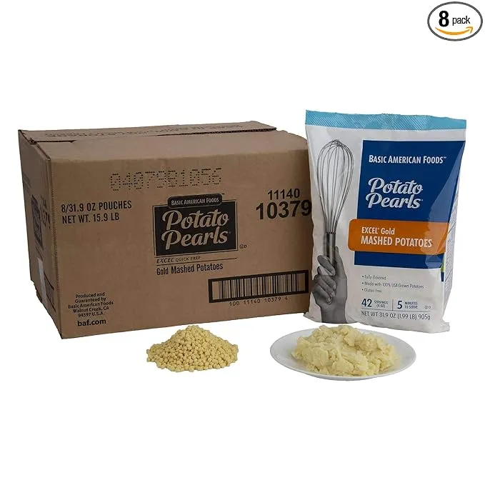 Basic American Foods Potato Pearls Excel Gold Mashed Potato, 31.9 Ounce -- 8 per case