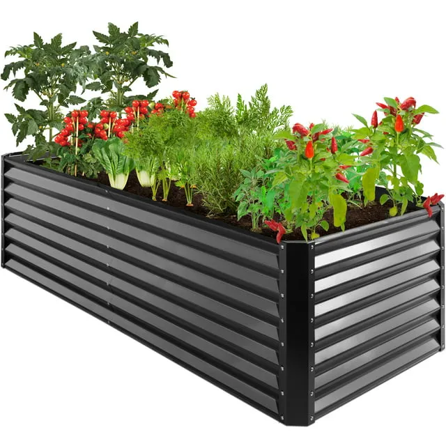 Best Choice Products 8x4x2ft Outdoor Metal Raised Garden Bed, Planter Box for Vegetables, Flowers, Herbs