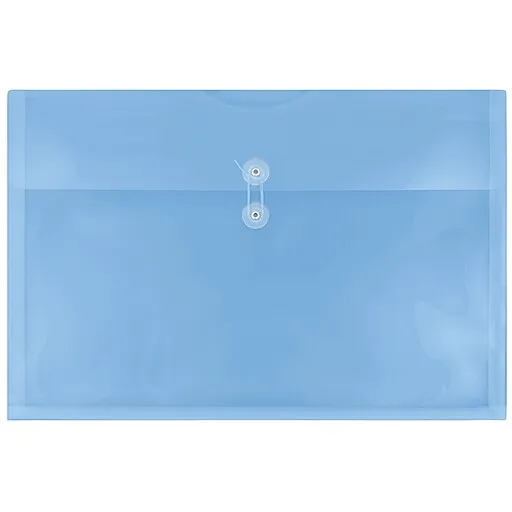 JAM Paper® Plastic Envelopes with Button and String Tie Closure, Booklet, 12 x 18, Blue Poly, 12/pack (457B1BU)