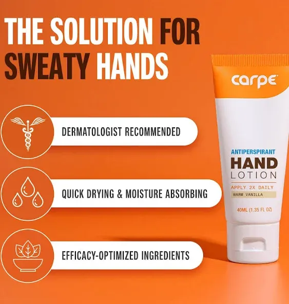 Carpe Antiperspirant Hand Lotion (Pack of 2) A dermatologist-recommended Smooth ...