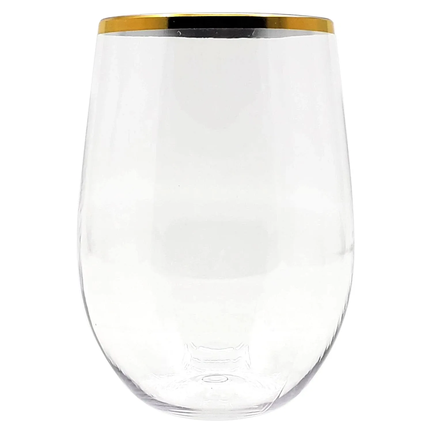 Elegant Stemless Wine Goblets - 16 oz (Pack of 6) - Clear with Luxurious Gold Rim - Chic, Durable & Timeless Design - Perfect for Entertaining and Celebrations