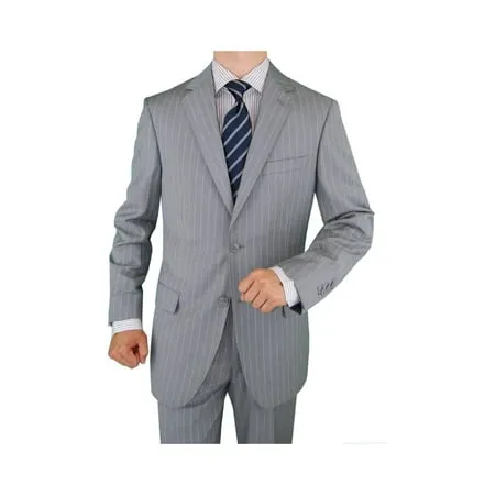 DTI GV Executive Italian Men s Suit Wool Two Button 2 Piece Jacket Pants Stripe Gray