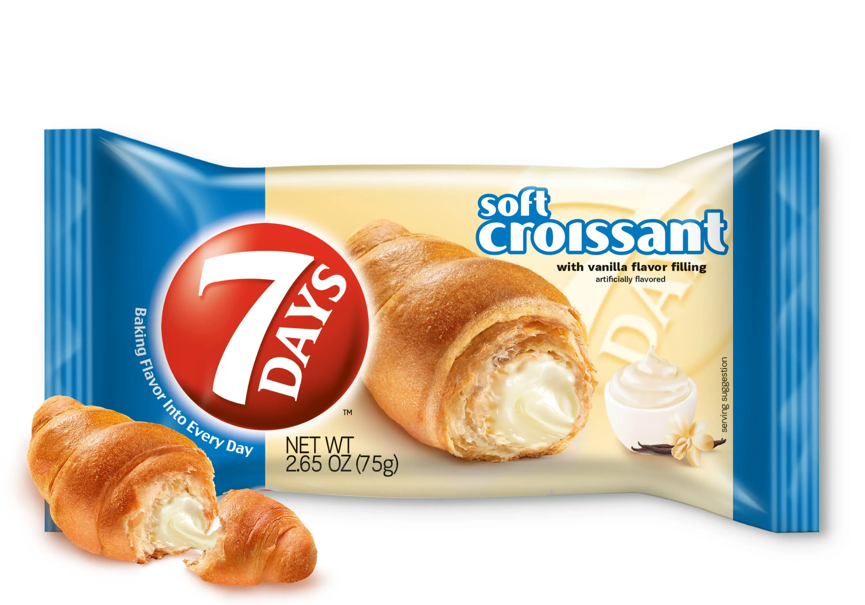 7Days Soft Croissant, Vanilla Filling, Perfect Breakfast Pastry or Snack, Non-GMO ...