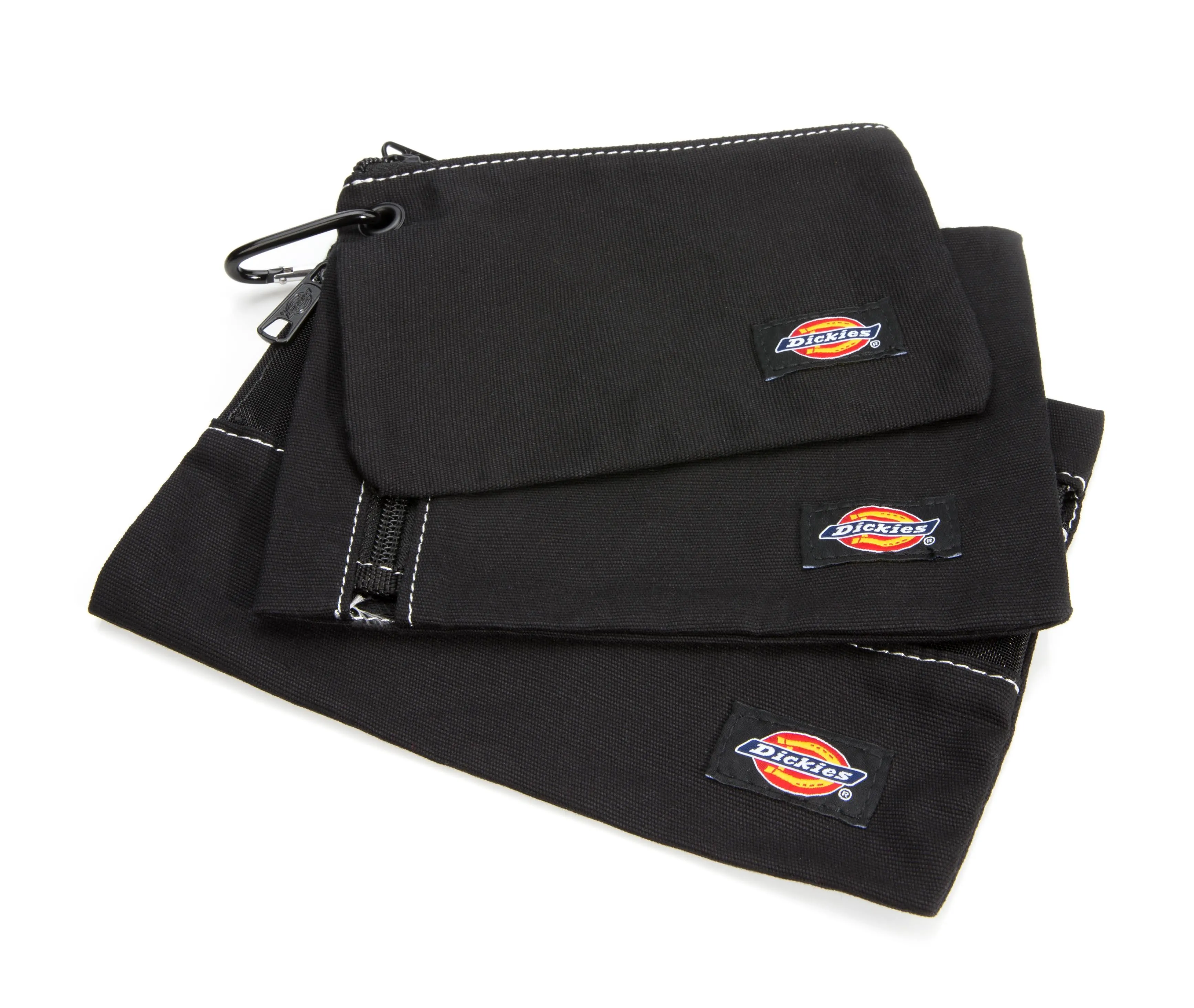 Dickies Set of 3 Small Canvas Utility Pouches, Zippered, for Organizing Small Tools and Fasteners, Black