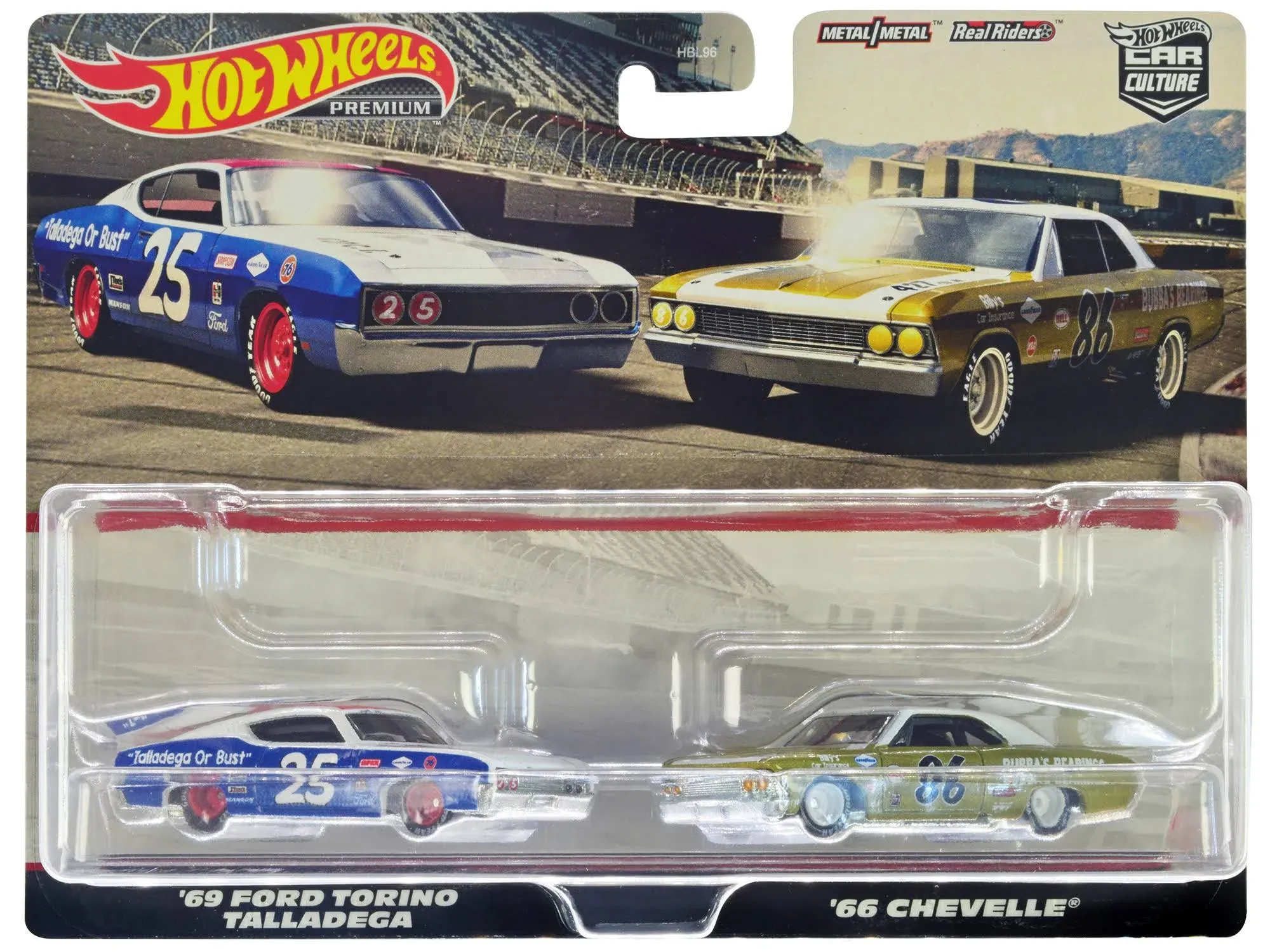 Hot Wheels Premium Car Culture 2 Pack '69 Ford Torino Talladega and '66 Chevelle