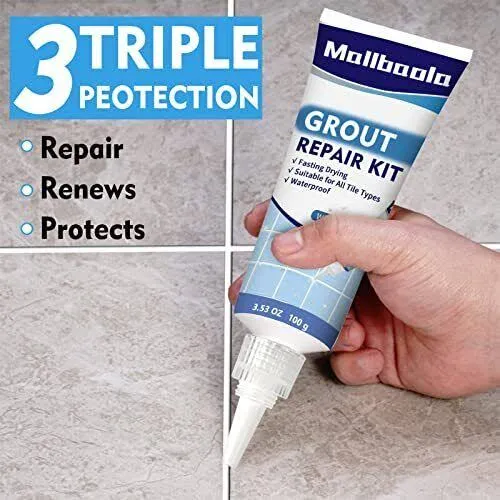 Grout Repair Kit, 2 Pack White Grout Filler Tubes, Grout Sealer