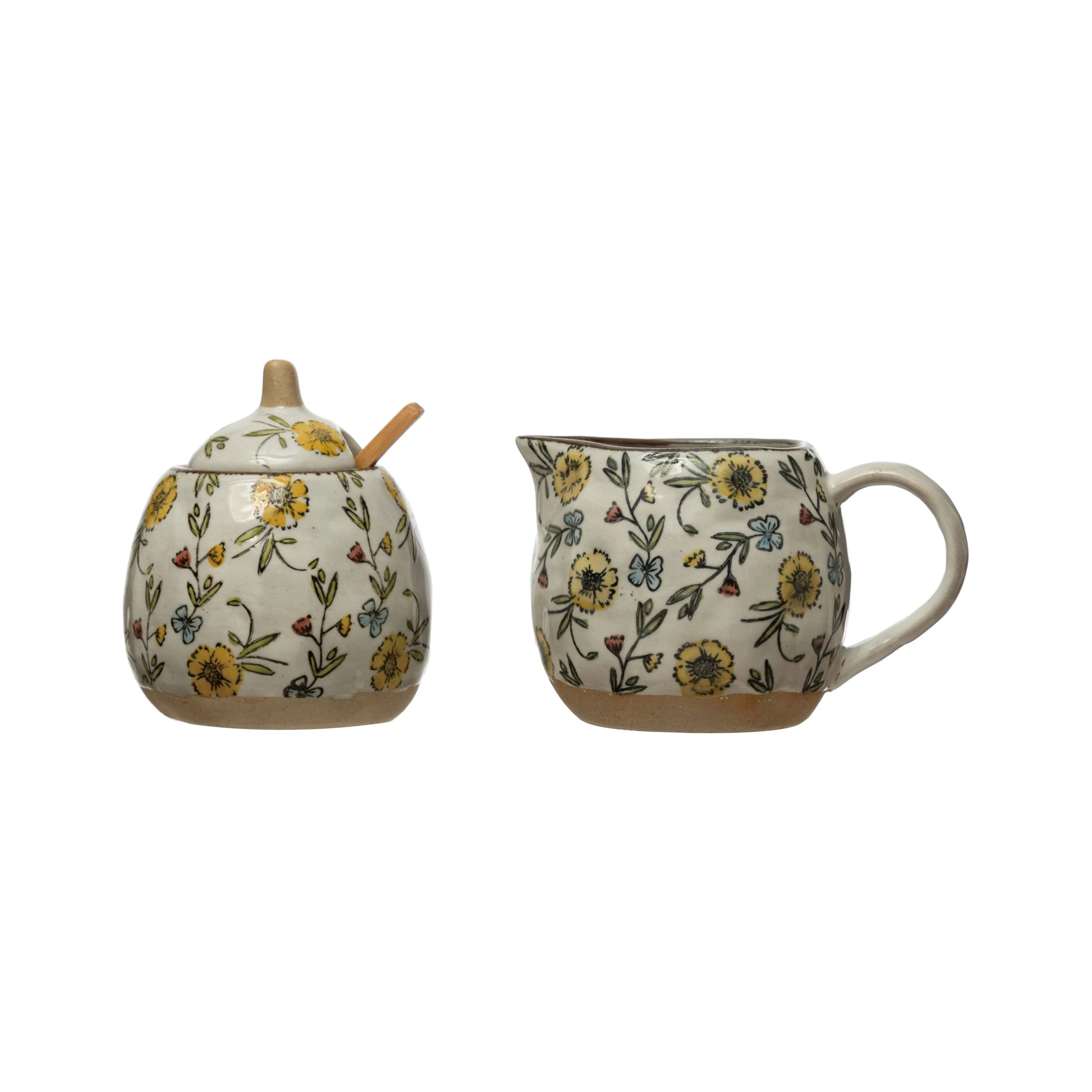 Hand Painted Floral Sugar & Creamer Set