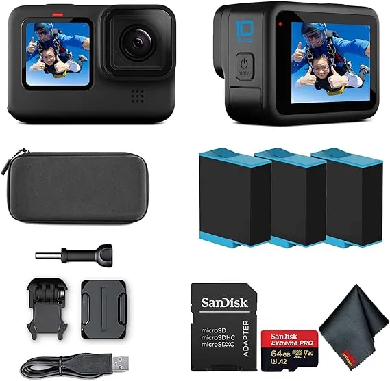 GoPro Hero10 (Hero 10) Black - Waterproof Action Camera with Front LCD and Touch ...