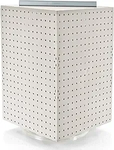 Azar Displays 701414-WHT Pegboard 4-Sided Revolving Counter Display White Solid