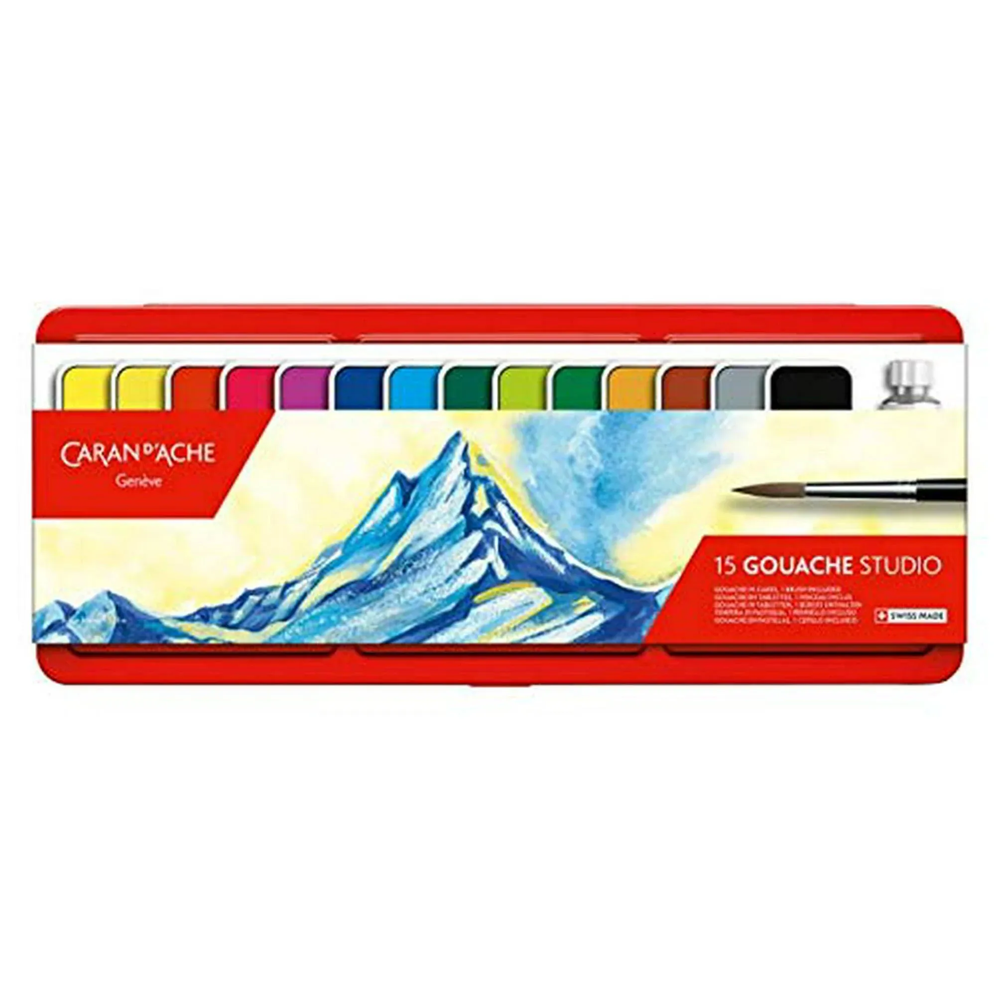 Caran d&#039;Ache Gouache Studio 15 Assorted Colors Set in Metal Tin