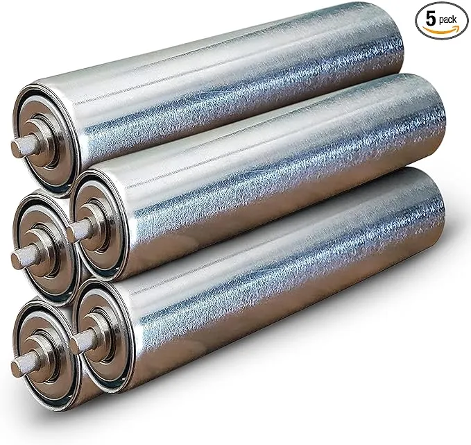 Pack of 5 Conveyor Rollers, 1.5&#034; Diameter Galvanized Steel, 16&#034; Between Frame