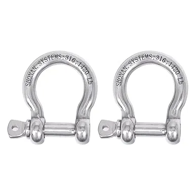 SHONAN 1/2" Large Bow Shackle, Heavy Duty D Ring Shackle, Marine Grade Stainless Steel Boat Anchor Kit Screw Shackle for Chain or Strap, 1950 Lbs Capacity, 1 Pc