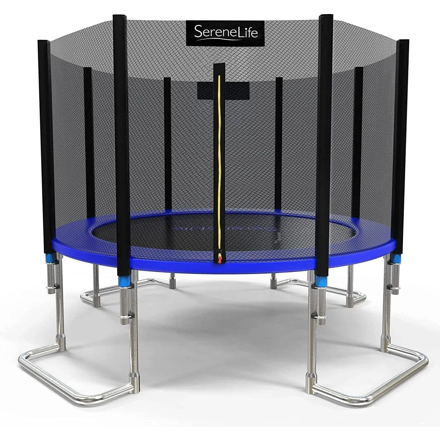 Serenelife Outdoor Trampoline with Enclosure 8ft - Full Size Backyard Trampoline ...