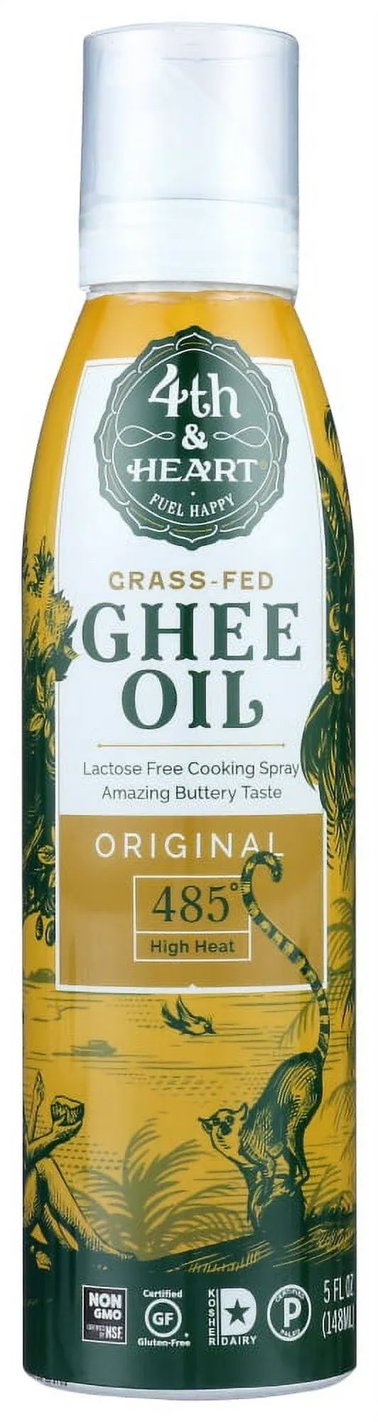 4th & Heart Original Ghee Oil Cooking Spray, 5 Ounce, Non-Stick High Heat Blend ...