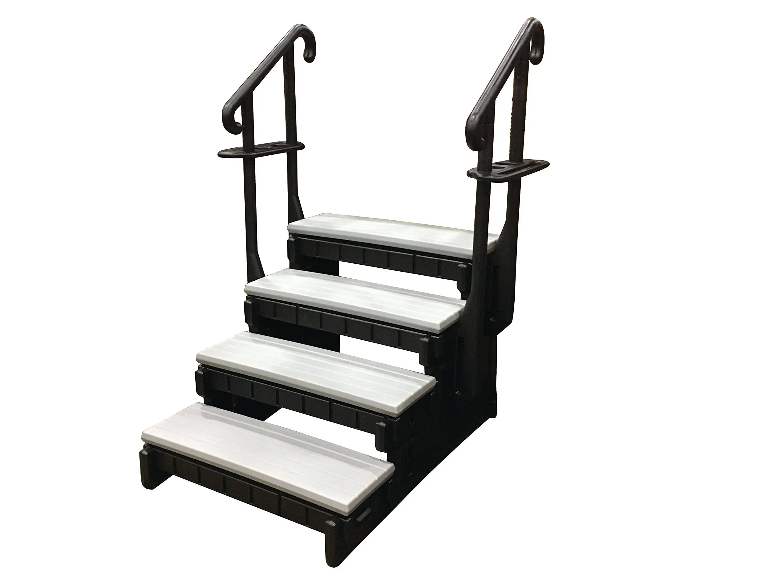 Confer Plastics Signature Spa Steps, 4 Tread, Black Frame with Gray Steps - SSS36-4-G-B