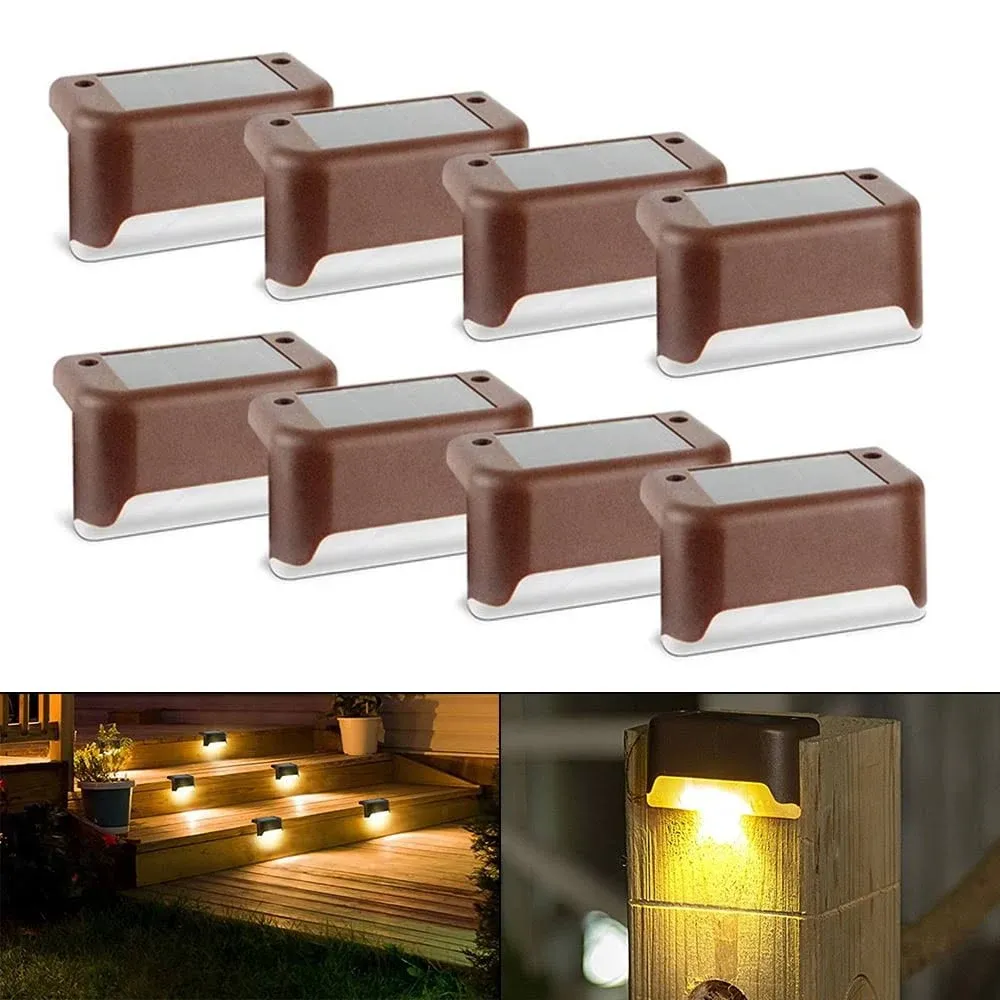 Euwbssr Solar Deck Lights Outdoor, 12 Pack Solar Step Lights LED Waterproof Solar ...