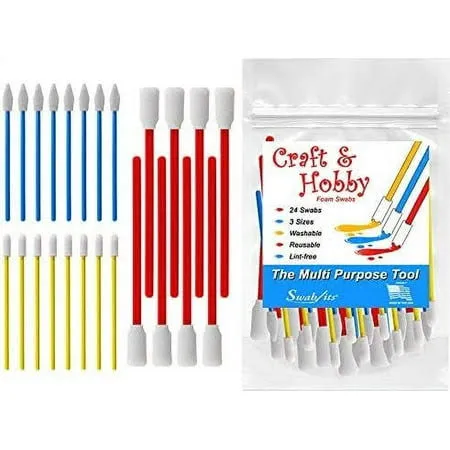 Swab-its 24-Piece Package of Craft & Hobby Multi-Purpose Foam Swabs: 87-8202