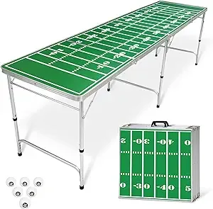 GoPong 8 Foot Portable Beer Pong / Tailgate Tables (Black, Football, American Flag, or Custom Dry Erase)