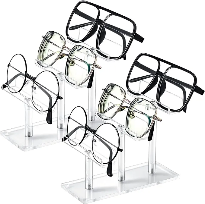 2 Pcs Eyeglasses Display Stand Acrylic Sunglasses Holder Clear Sunglass 