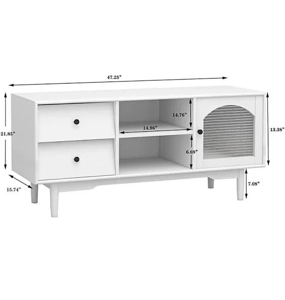 Enijah 47.24'' Media Console,TV Stand with Drawers and Open Shelves, A Cabinet ...