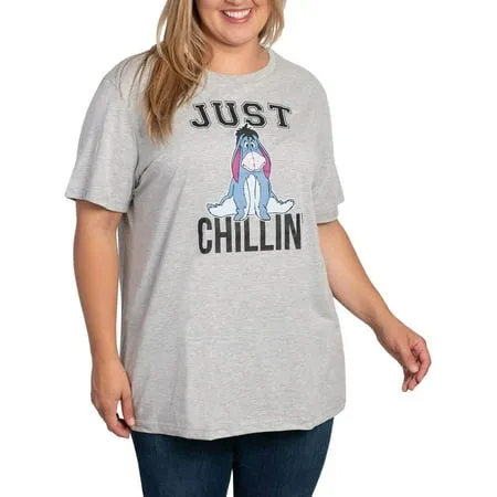 Disney Eeyore T-Shirt Just Chillin Women's Plus Size Winnie The Pooh Gray