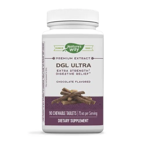 Nature's Way Premium Extract DGL Ultra 75 mg per serving 90 Chewables German Chocolate Flavor