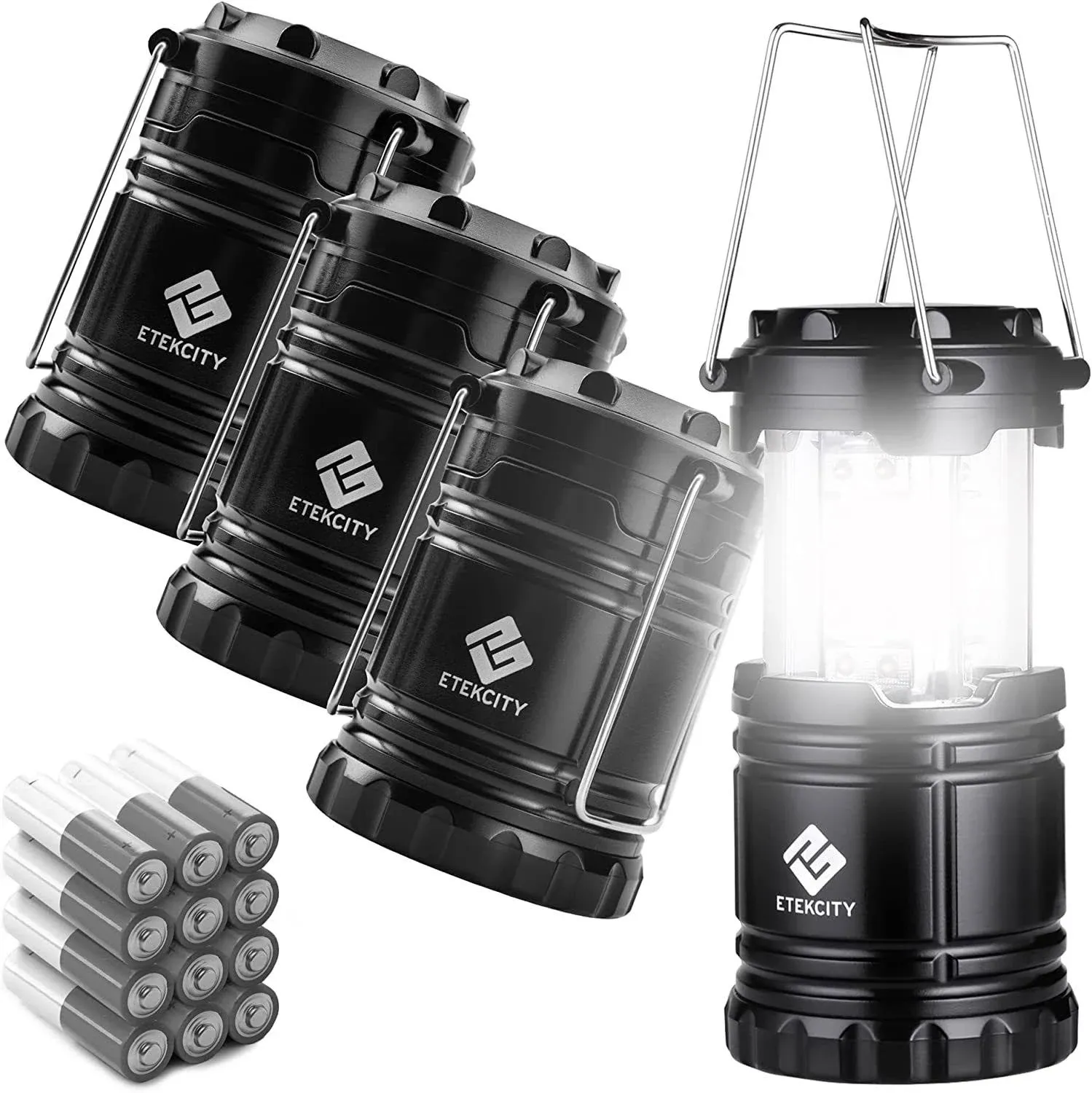 Etekcity 4 Pack Portable LED Camping Lantern with 12 AA Batteries