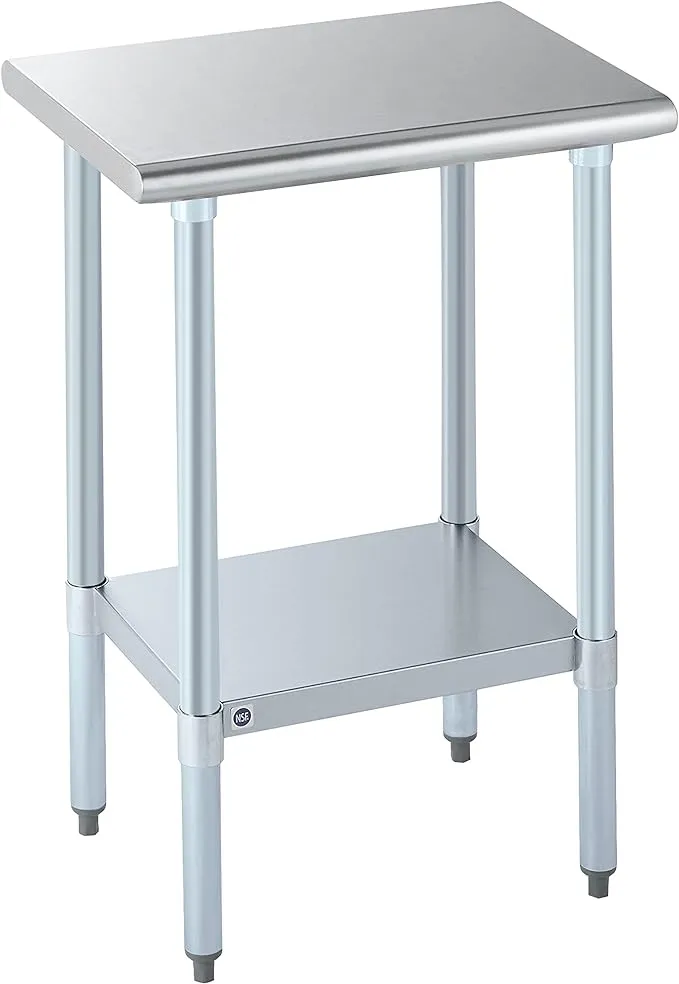 Rockpoint Stainless Steel Prep & Work 18x24 Inches, Metal Commercial Kitchen Adjustable Under Shelf and Table Foot for R