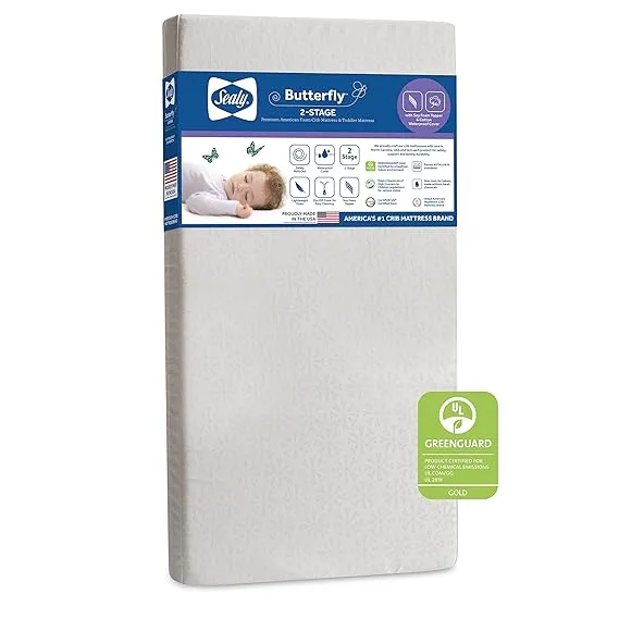 Sealy Butterfly 2-Stage Cotton Crib and Toddler Mattress