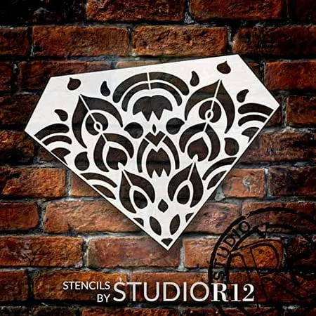 Mandala - Peacock - Quarter Design Stencil by StudioR12 Reusable Mylar Template Use to Paint Wood Signs - Pallets - Pillows - Wall Art - Floor Tile