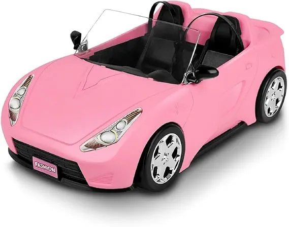 Aokesi Convertible Car, Pink Convertible Doll Vehicle with Working Seat Belts ...