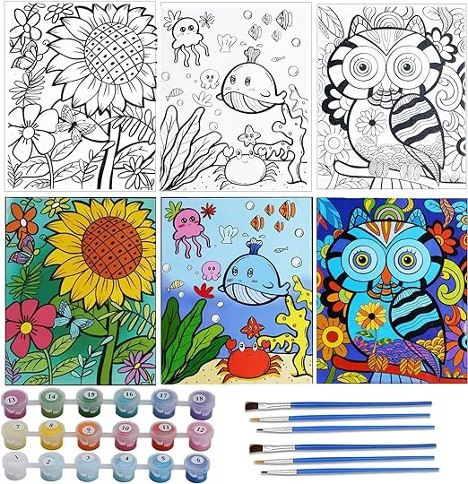 LSTRULST Paint by Numbers for Kids Ages 8-12, Pre-Printed Acrylic Oil Painting ...