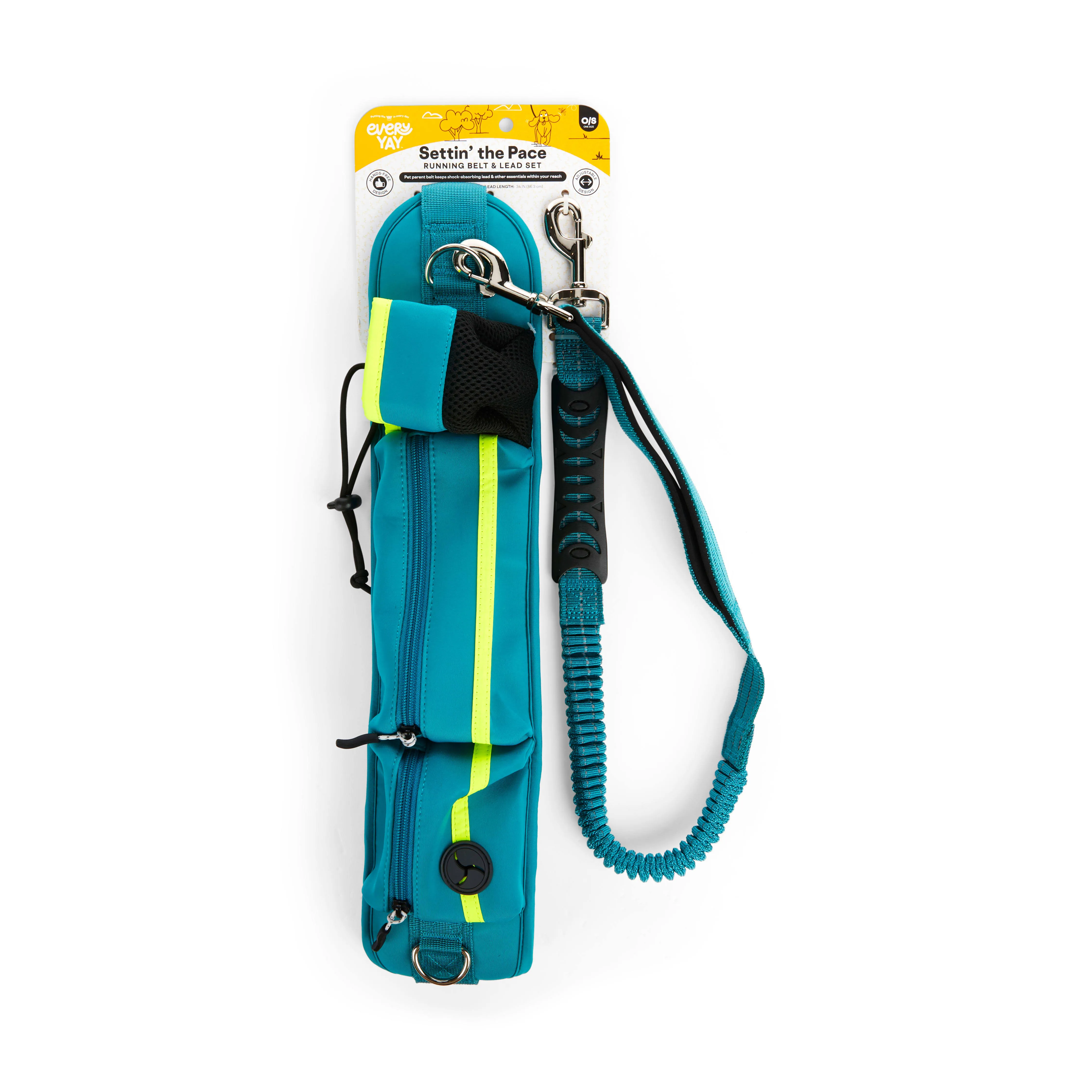 EveryYay Settin' The Pace Teal Running Belt & Leash Set for Dogs