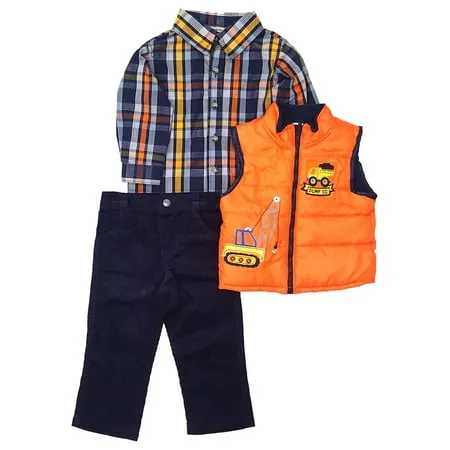 Little Rebel Infant Boys 3 Piece Orange & Navy Vest Shirt & Pants Set 24 Months