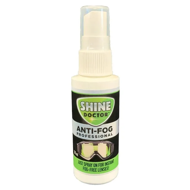 Shine Doctor Anti Fog Spray 2 oz. - Prevents Fogging of Goggles, Masks, Sunglasses, Eyeglasses, Hockey Shields, Binoculars & Scopes