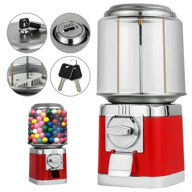 VEVOR Gumball Machine  15.5  Candy Vending Machine  Commercial Gumball Vending Machine with Adjustable Candy Outlet Size  Metal Gumball Dispenser Machine for Home  Gaming Stores