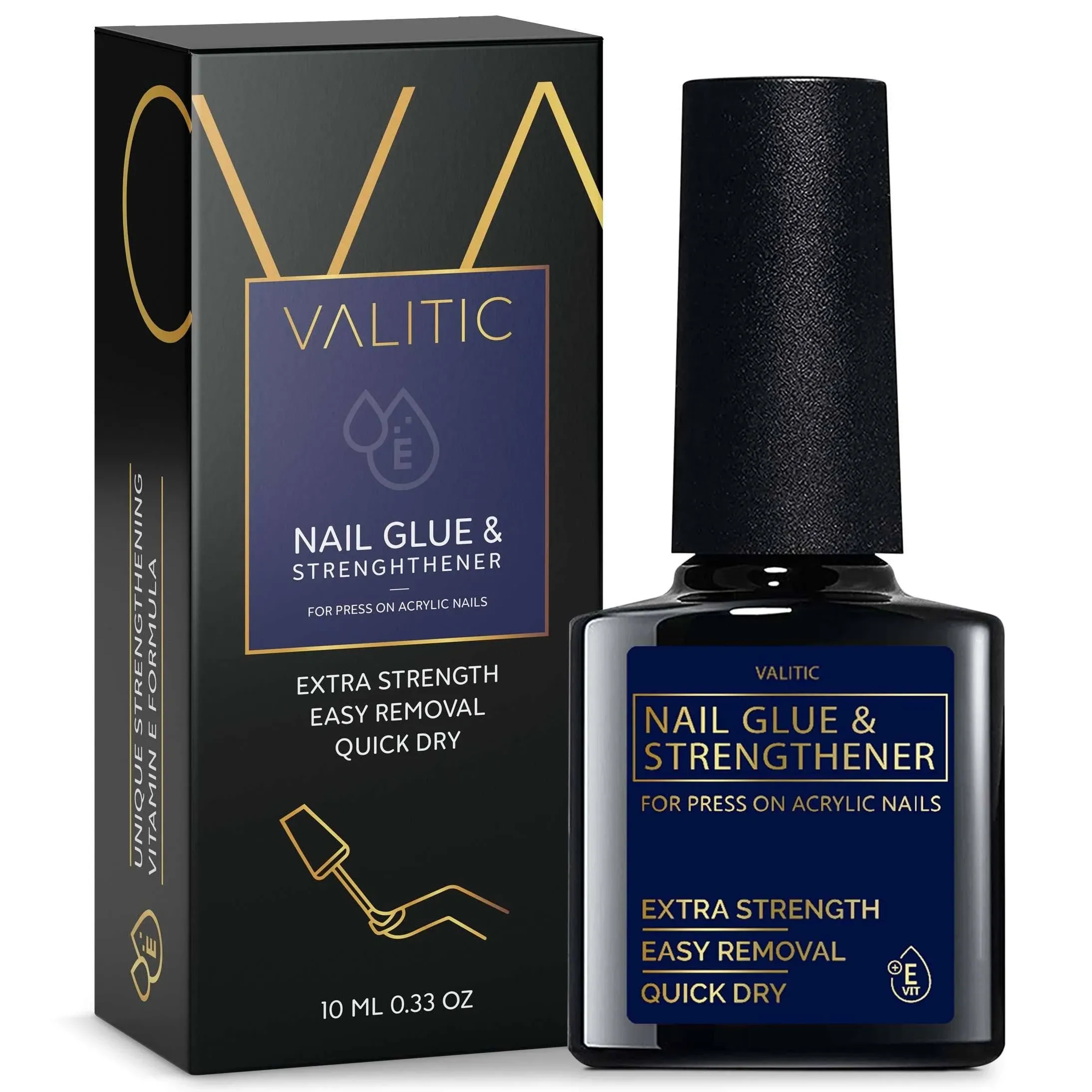 Valitic Nail Glue and Strengthener for Acrylic and Press on Nails - Quick Dry ...