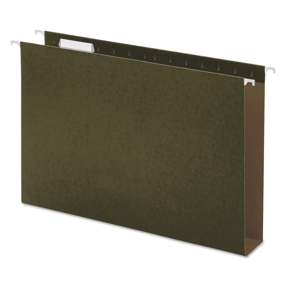 Universal UNV14142 1/5-Cut Tab Box Bottom Hanging File Folders - Letter Size, Standard Green (25/Box)