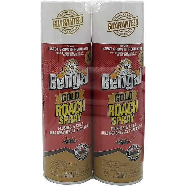 Bengal Gold Roach Spray, Odorless Stain-Free Dry Aerosol Killer Spray with Insect Growth Regulator, 9 oz Aerosol Can