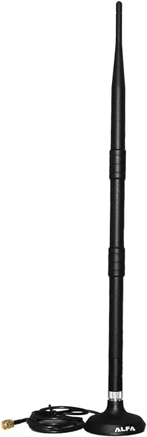 Gadgets World FBA_ALFA-ARSN19M Alfa 9dBi WiFi Booster SMA Omni-Directional High-Gain Screw-On Swivel Antenna with Magnetic Base