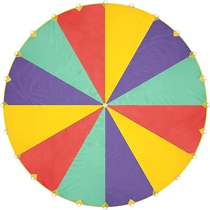 The TWIDDLERS - 20 ft Large Rainbow Parachute for Kids 24 Handles (Up to 24 Kids) Children Gymnastics Cooperative Play Parachute