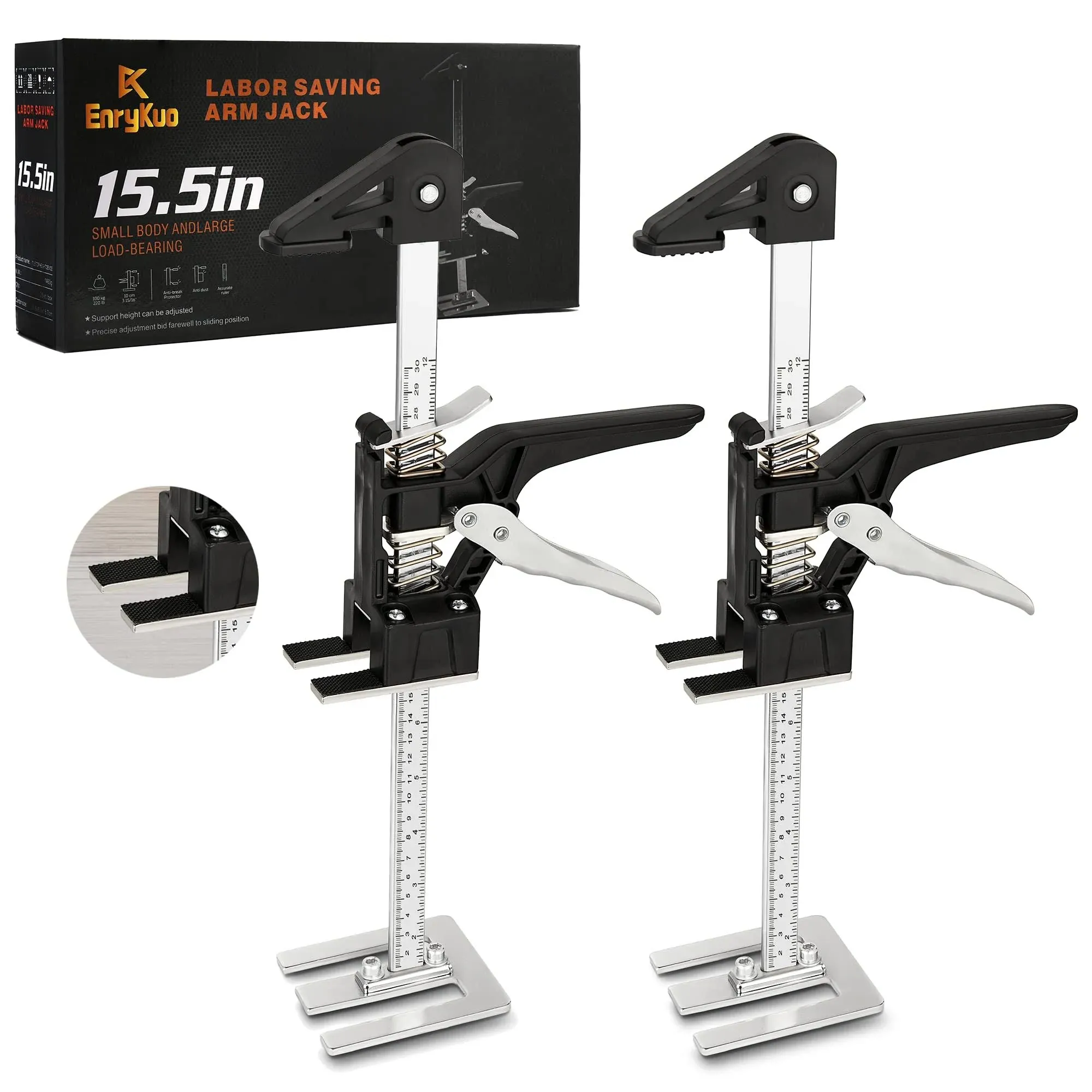 Labor Saving Arm Jack 2 Pack,15.5 Inch Multifunctional Furniture Lifter Jacks for Installing Cabinets and Wall Tile Height Adjuster Handheld Tool