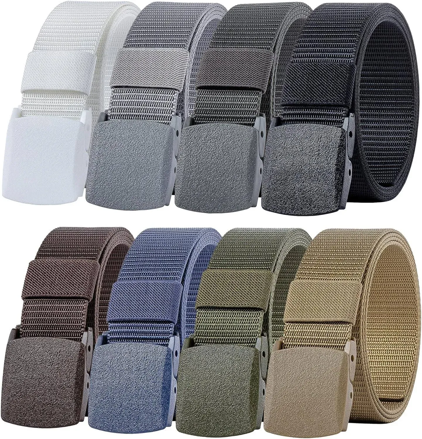 8 Pack Nylon Military Tactical Plastic Buckle Belt Webbing Canvas Outdoor Belts