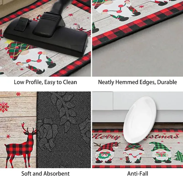 Christmas Kitchen Rugs and Mats Set2 PCS Kitchen Home Decor，Winter Low-Profil...